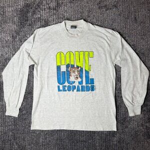 Vintage 1993 Cove Leopards T Shirt Mens Large Gray Long Sleeve Fruit of the Loom
